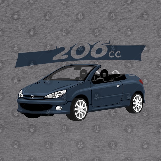 City car 206 cc Coupe Cabriolet france navy by creative.z